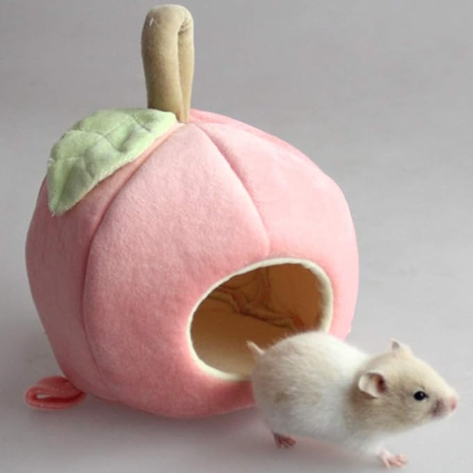 ANIAC Pet Winter Hanging Fruit House Hammock Warm Bed Nest Accessories for Hamster Guinea Pig Hedgehog Chinchilla Hamster and Small Animals (Pink)