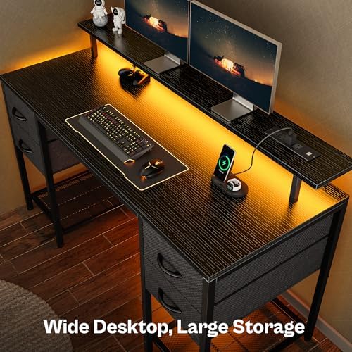 Huuger 55 inch Computer Desk with Power Outlets & 4 Drawers