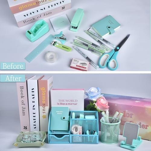 LXEVIHK Green Desk Accessories 23-Piece Office Supplies Gift Set