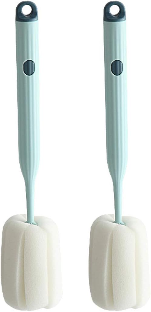 Bottle Soft Brush -2Pcs Sponge Bottle Brush Soft and Easy to Clean, Baby Bottle Sponge Brush Can Effectively Remove The Stain Residue On The Bottom of The Cup(Blue)