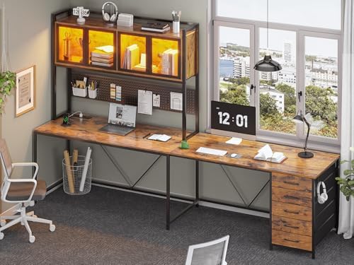 SEDETA L Shaped Gaming Corner Desk with Drawers, Hutch and Storage Shelves