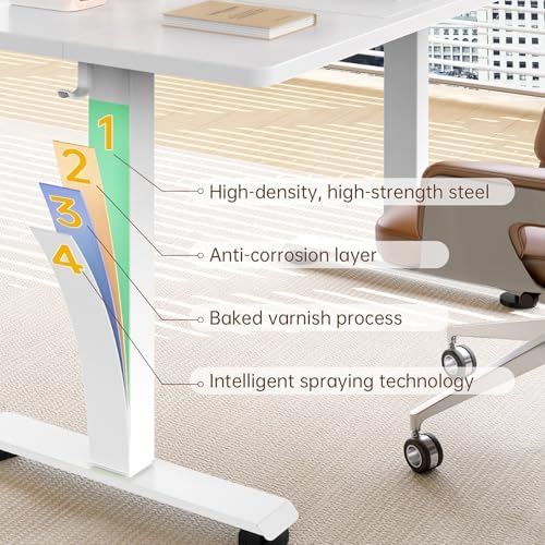 Veken 63×23.6 Inch Large Electric Standing Desk, Gaming Table, White