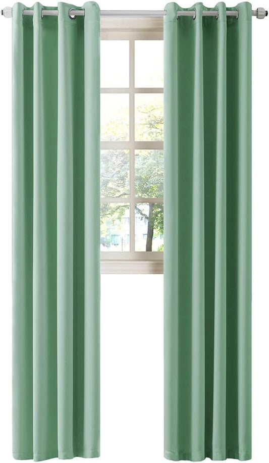 LA PALMA Thermal Insulated Blackout Darkening Grommet Living Room Curtains Window Drapes for Bedroom Pack of 2 Panels