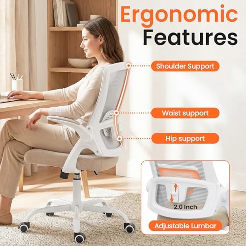 NEO CHAIR Office Desk Mesh Chair with Adjustable Ergonomic Lumbar, Beige