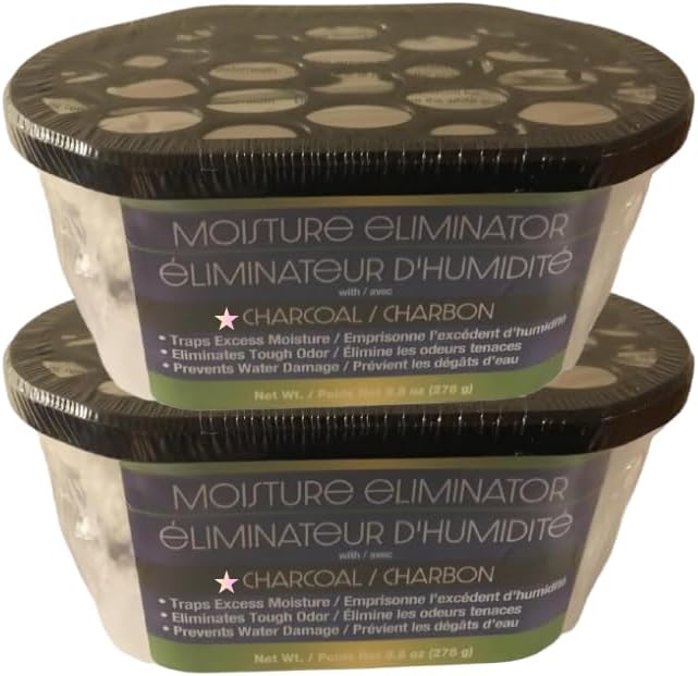 Moisture Eliminator with Activated Charcoal, Pack of 2 – Absorbs Moisture & Odors – Humidity Control for Closet, Bathroom, Car, Basement & Home – No Electricity