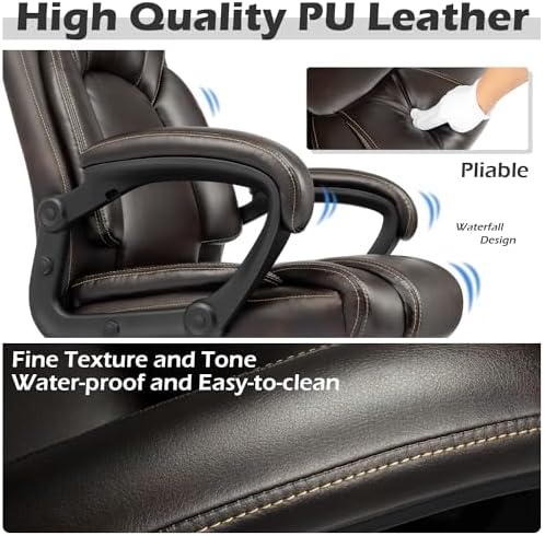 Executive Office Chair with Spring Cushion,Hydrolysis-Resistant Leather