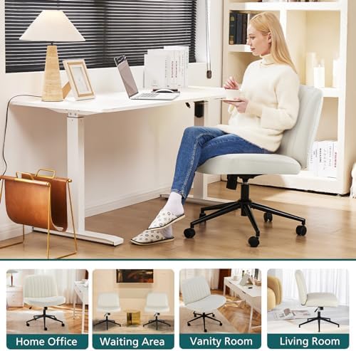 OLIXIS Criss Cross Chair with Wheels, Vanity Chair, Home Office Desk