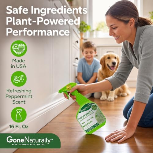Peppermint Oil Spray for Bugs– Extra Strong Insect Repellent & Bug Spray for Home– Kills & Repels Ants, Roaches, Spiders & More– Safe Around Kids & Pets– Indoor & Outdoor Use (16oz)