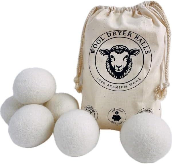 Natural Fabric Softener, Organic, Reusable, Unsented, 6-Pack XL, Replacment to Dryer Sheets,1500 Loads, Hypoallergenic
