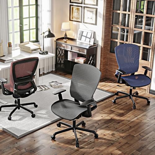 Ergonomic Mesh Office Chair,Comfy Computer Desk Chair - BIFMA 5.1 Certified Commercial Swivel Task Chair for Home Office - Adjustable Lumbar Support & Armrests,Tilt Function,Wide Seat