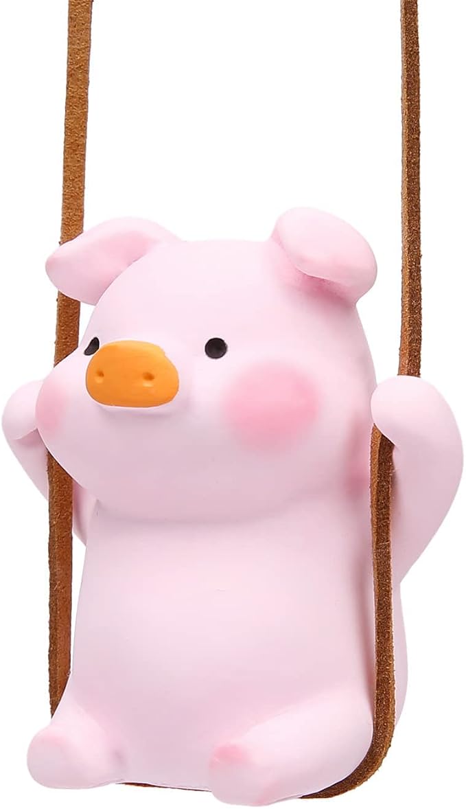 YGMONER Super Cute Swinging Pig Car Mirror Hanging Ornament Car Interior Accessories (Pig)