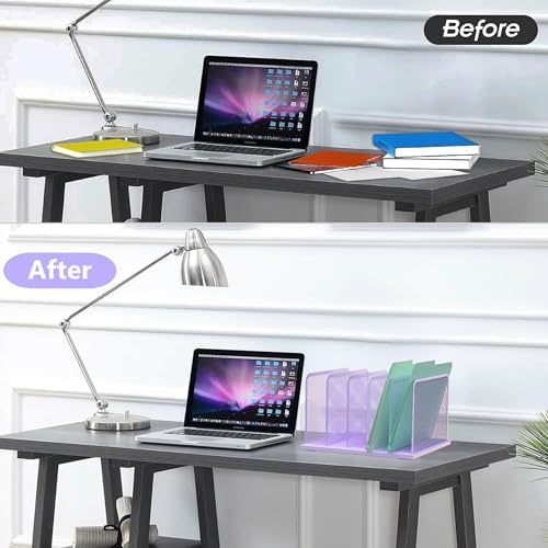 Kuntine.B 5-Section Upright Desk File Organizer Purple 1 Pack