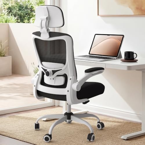 Ergonomic Office Chair for Long Hours, Adjustable Padded Lumbar Support for Lower Back Relief, 330 lb Capacity, Comfortable Computer Desk Chair for Home Office, Work & Study