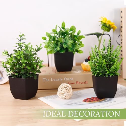 Der Rose 4 Pack Black Bathroom Decor Small Fake Plants, Halloween Decor