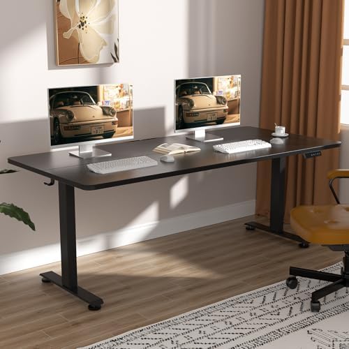Veken 63×27.6 Inch Large Electric Standing Desk, Gaming Table, Black