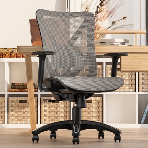 Ergonomic Office Chair, Mesh Computer Desk Chairs with BIFMA X5.1 Certified, Adjustable Lumbar Support, 3D Arm, Tilt Back, Wide Seat, Comfy Swivel Work Task Chair for Company and Home (Dawn Grey)