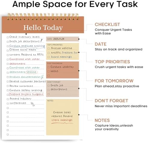 Taja To Do List Notepad, Undated Daily Planner for Work and Goal Setting