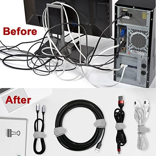 Silicone Cable Ties, Cord Organizer Cable Management(16Pcs-Grey)