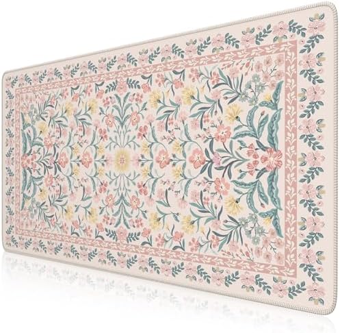 iCasso Desk Mat,Mouse Pad for Office Desk,35.4x15.7in,Pink Floral