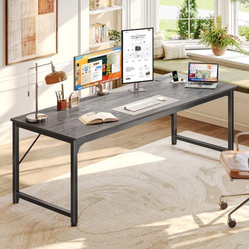 PRAISUN 70x24 Inch Computer Desk with Power Outlets & USB-C, Grey