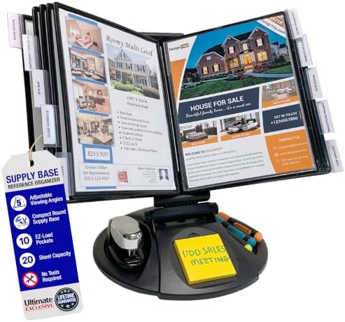 Ultimate Office AdjustaView Supply Base Desk Reference Display Organizer BK