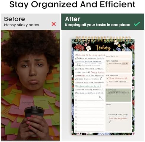 Taja To Do List Notepad, Undated Daily Planner for Work and Goal Setting