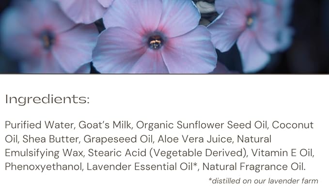 LAVENDER LANE Moonflower Hand & Body Lotion, 9 oz - Farm Distilled, Goat's Milk, Shea Butter