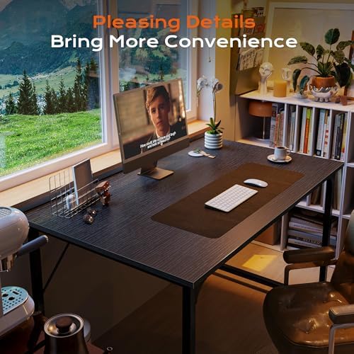 PRAISUN 40 X 24 Inch Computer Desk with Deeper Desktop, Gaming Office Writing Work Desk for Home Office, Study, Bedroom, Work from Home Desk, Metal Frame, Black