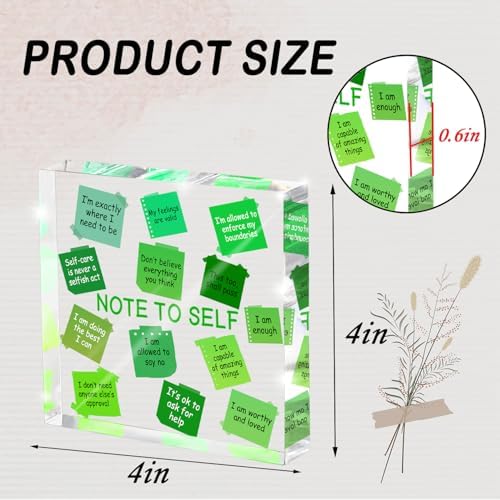 Motivational Office Decor - 4x4 inch Acrylic Sign, Green Desktop Decoration, Printed with Motivational Quotes, Perfect Wellness Gift for Positive Workspace, Gift for Women
