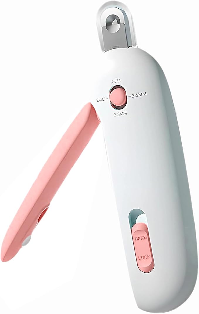 Adjustable Cat Nail Clipper to Avoid Excessive Cutting, Cat Nail Trimmer with Nail File, Pet Nail Clippers for Kitten Bunny Guinea Pig Rabbit Ferret (Pink)