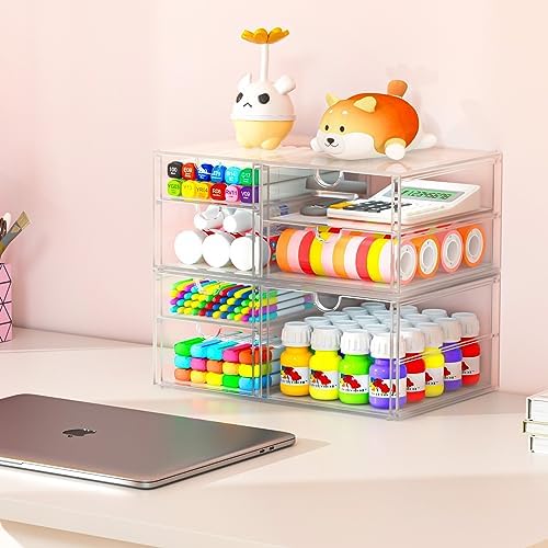 caktraie Acrylic 2-Pack 7-Drawer Makeup & Storage Organizer for Bath,Desk