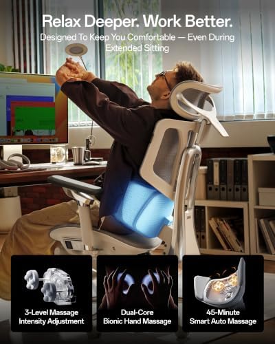Hbada X7 Smart Ergonomic Chair, Office Chair, with Fully Automated Lumbar Tracking, 4D Adjustable Headrest, 720° Adjustable Armrests, Ventilated Seat Cushion, Swivel, Grey