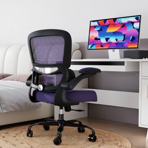 TRALT Office Chair - Ergonomic Desk Chair with Adjustable Lumbar Support, Mesh Computer Chair, Executive Chair for Home Office Comfortable Lumbar Support (1, Purple)