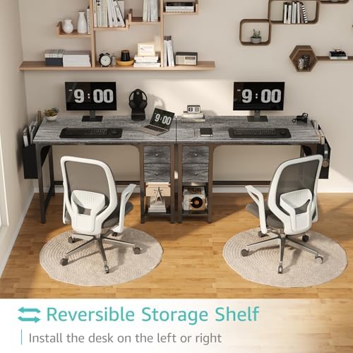 Lufeiya Computer Desk with Fabric Drawers, 40 Inch Gaming Desk for Small Space Home Office, Modern Simple Study Writing Table PC Desks for Bedroom, Gray