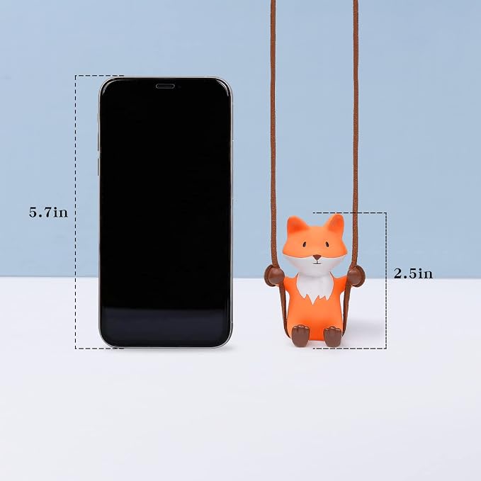 YGMONER Cute Swinging Fox Car Rear View Mirror Hanging Accessories Funny Car Interior Decor Gifts for Women Men (Fox)