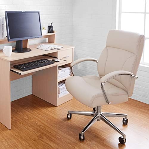 Amazon Basics Executive Desk Chair with Easy Assembly, Adjustable Height, 275lb Capacity, Oversized Cushion, 29.13"D x 25.2"W x 43.11"H, Ivory Bonded Leather