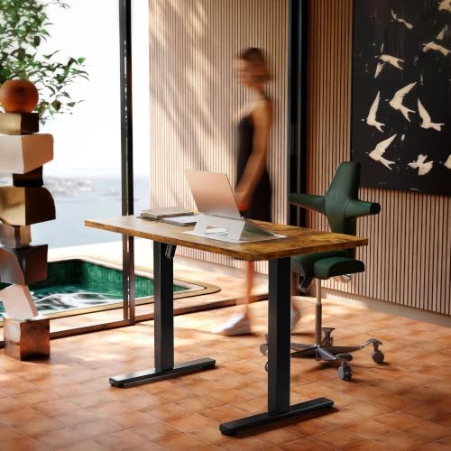 HUANUO 40x24 Inch Electric Standing Desk, Height Adjustable, Rustic Brown