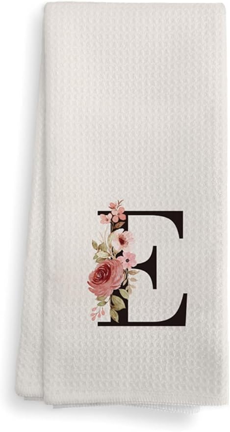 Kitchen Towel, Personalized Gifts Mode Monogram Letter E Kitchen Towel for Kitchen Dinning Bathroom, Christmas Birthday Gifts for Women, Kitchen Towel and Dishcloths Sets 16×24 Inches