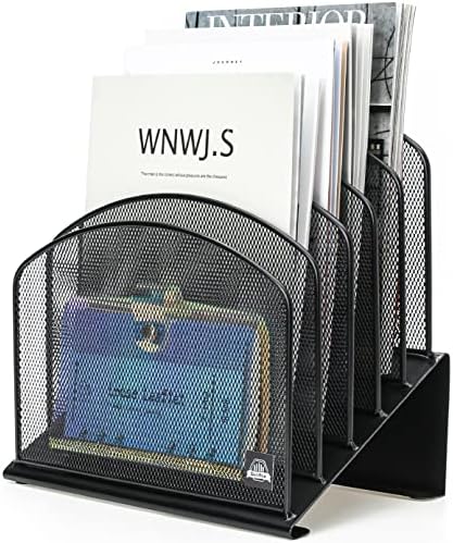 Delifox Inclined Desk File Organizer,Vertical File Folder Holder Stand Metal Rack File Sorter for Office Classroom Desktop Organization