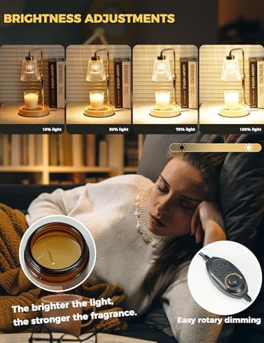 Modern Candle Warmer Lamp with 24h Cycle Timer, Dimmable Wax Melt Warmer