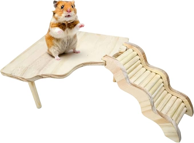 Wooden Hamster Platform for Hamster Cage Accessories Climbing Toys Dwarf Syrian Hamster Gerbil Rat Mice Degus or Other Small Pets (Triangle)