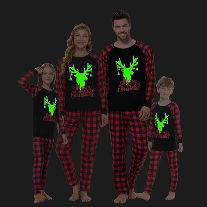 YIJIU Christmas Pajamas Cute Deer Print Long Sleeve Totem PJS Set
