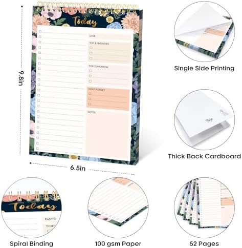 Taja To Do List Notepad, Undated Daily Planner for Work and Goal Setting