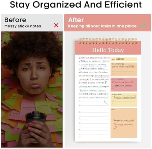 Taja To Do List Notepad, Undated Daily Planner for Work and Goal Setting