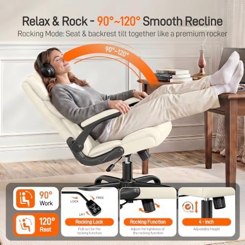 Office Chair, Executive Mid-Back Computer Desk Chair with Flip-up Armrests