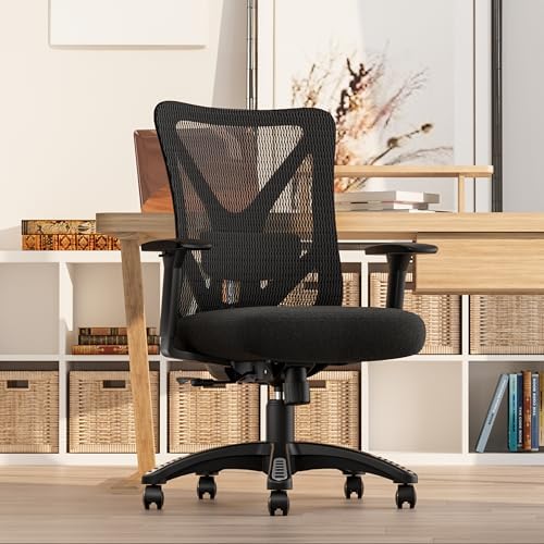 Ergonomic Office Chair, Mesh Computer Desk Chairs with BIFMA X5.1 Certified, Adjustable Lumbar Support, 3D Arm, Tilt Back, Wide Seat, Comfy Swivel Work Task Chair for Company and Home (Onyx Black)