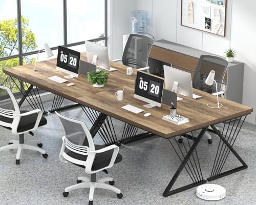 FOLUBAN Modern Home Office Desk, Wood and Metal Computer Desk, Industrial Study Writing Work Table for Bedroom Living Room, Oak, 60 Inch
