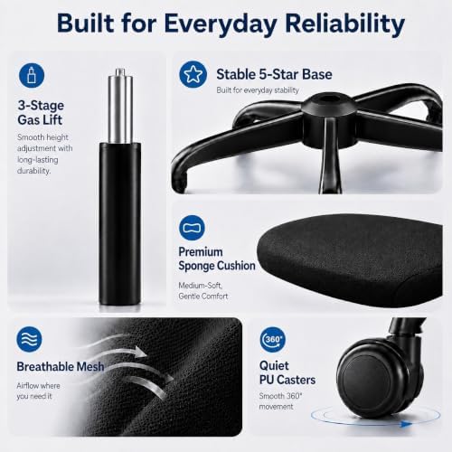 Ergonomic Office Chair - High Back Desk Chair with Adjustable Lumbar Support, Breathable Mesh Back, 330LBS Capacity, Easy Assembly (Matte Black)