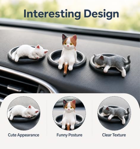 12 Pcs Cat Desk Figurines for Office, Cat Trinkets Computer Monitor Decor