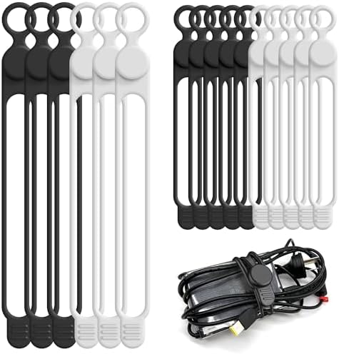 16Pcs Silicone Cable Ties, Cord Organizer Cable Management-2Sizes